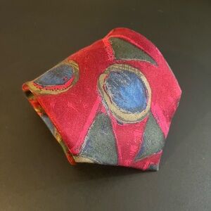 Architects  100% Silk Men’s Tie Made In Italy Geometric Red EUC